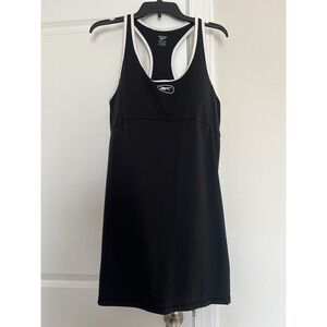 Women's Reebok Tennis Pickleball Dress With Shorts Size XL Black Slim Fit Retro